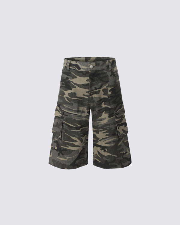 Camouflage Multi-Pocket Cargo Mid-Length Pants