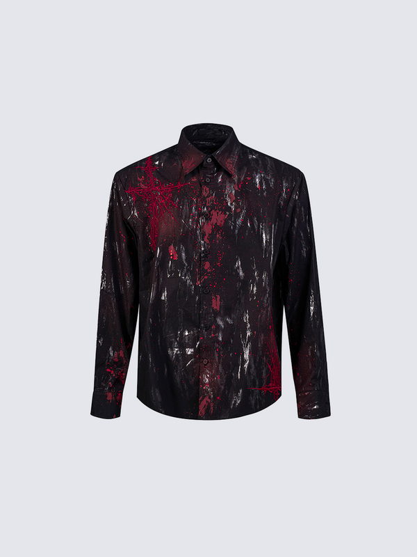 Artistic Blood Splatter Button-Down Shirt