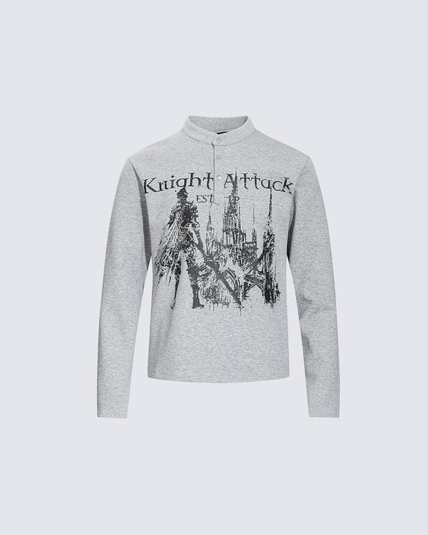 Vintage Printed Half-Zip Base Layer Shirt