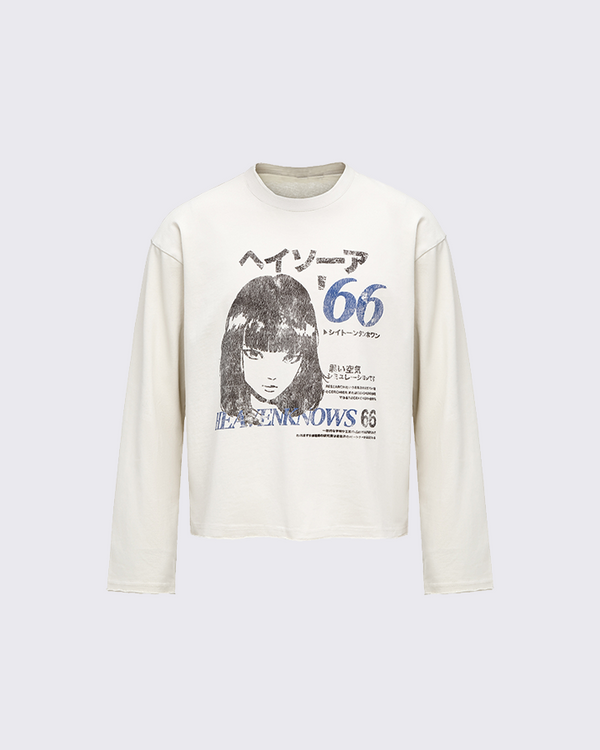 Graphic Long Sleeve T-Shirt with "PROCOL HARUM" and "HEAVEN KNOWS" Prints - Vintage-Inspired Streetwear