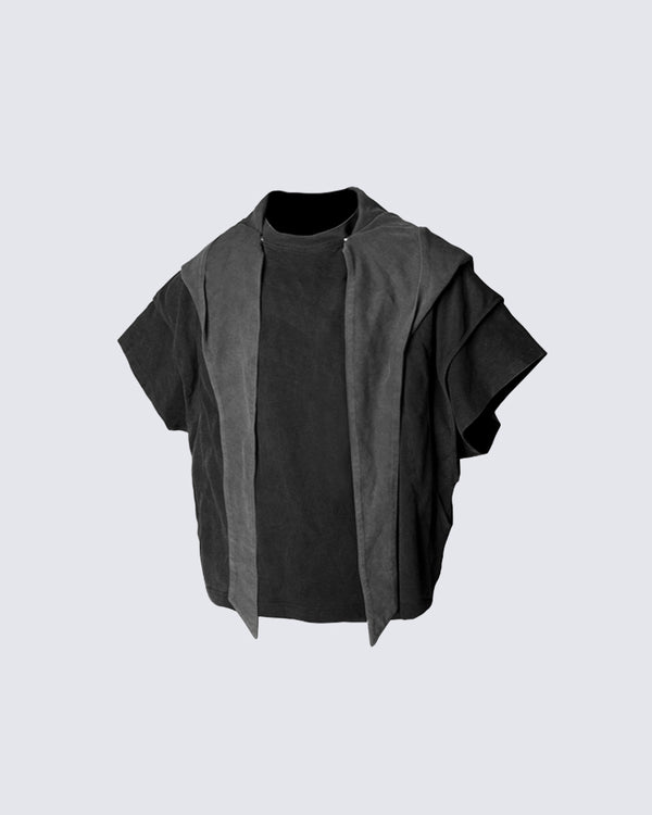 Segmented Wide Cropped Hoodie