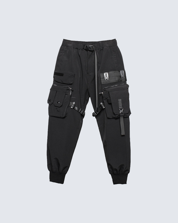 Black Tactical Multi-Pocket Utility Cargo Joggers