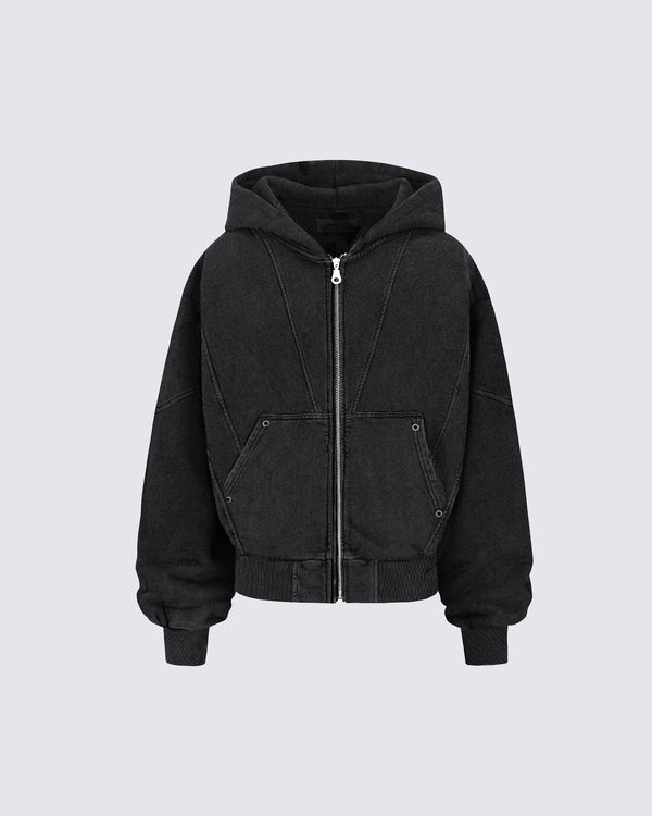 Washed Vintage Zip-Up Hoodie