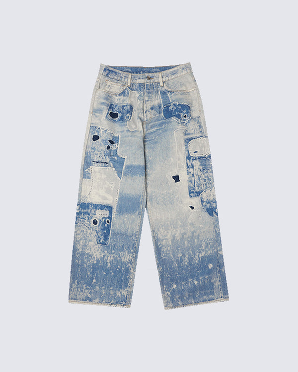 Vintage Washed Tie-Dye Jeans