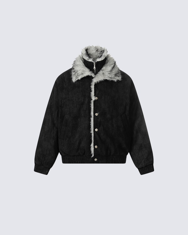 Faux Fur Trimmed Bomber Jacket