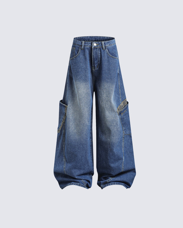 Oversized Denim Cargo Pants