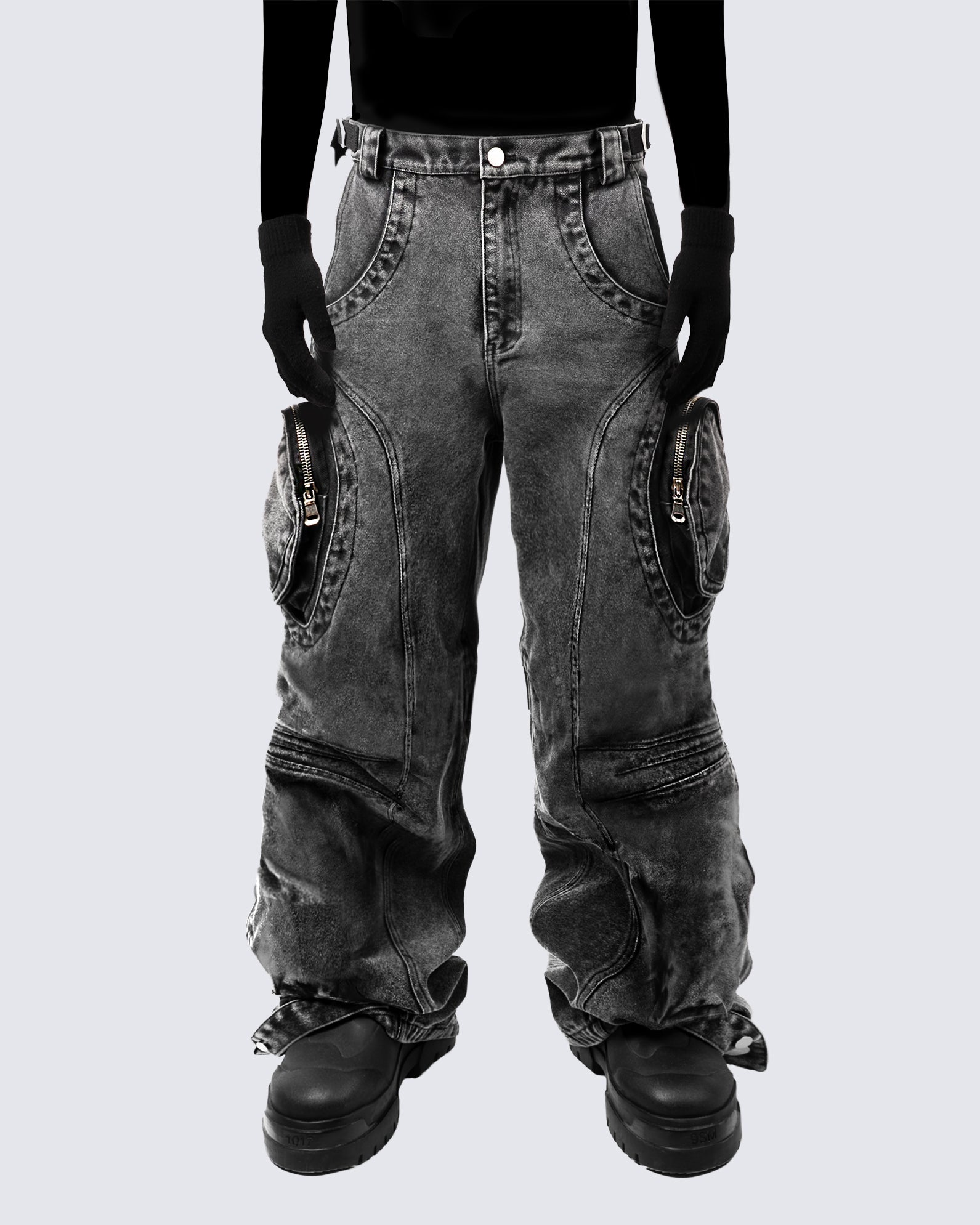 【HUECLOSET】関税込★Black Vintage Damage Denim Pants 94965fb14efa9d5ea4479c42545028