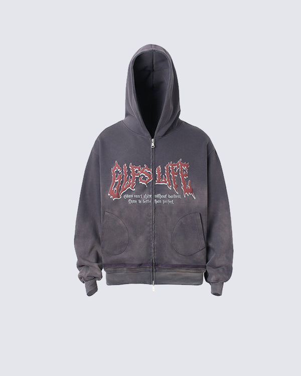 Vintage Graphic Full-Zip Hoodie