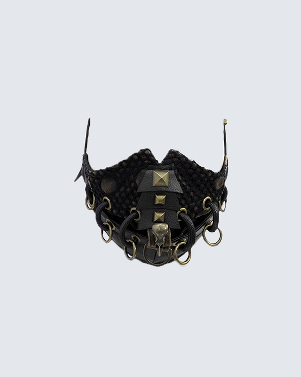 Black Studded Leather Punk Mask