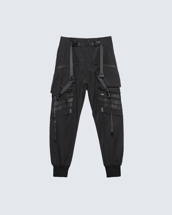 Black Techwear Tactical Jogger Pants