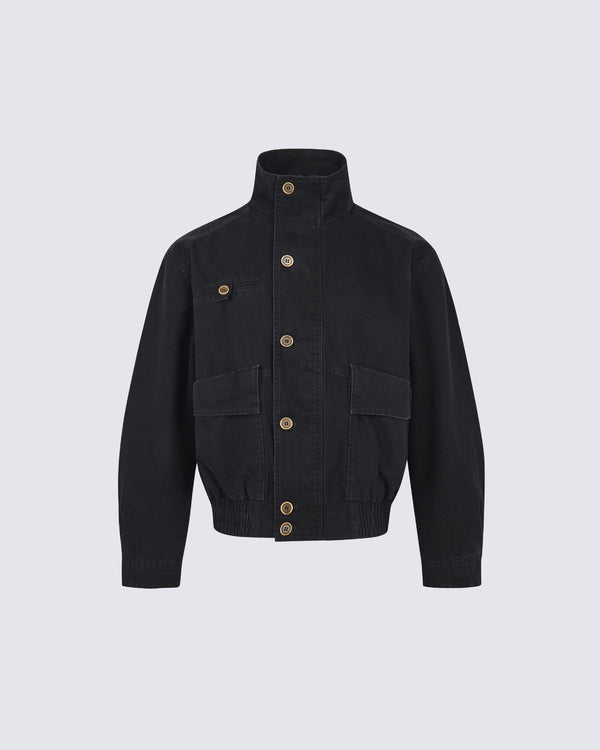 Vintage High-Neck Utility Jacket