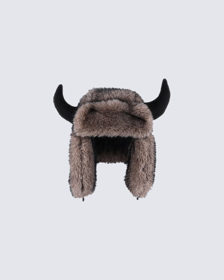 Horn Faux Mink Fur Trapper Hat – KIIKIO display picture 2