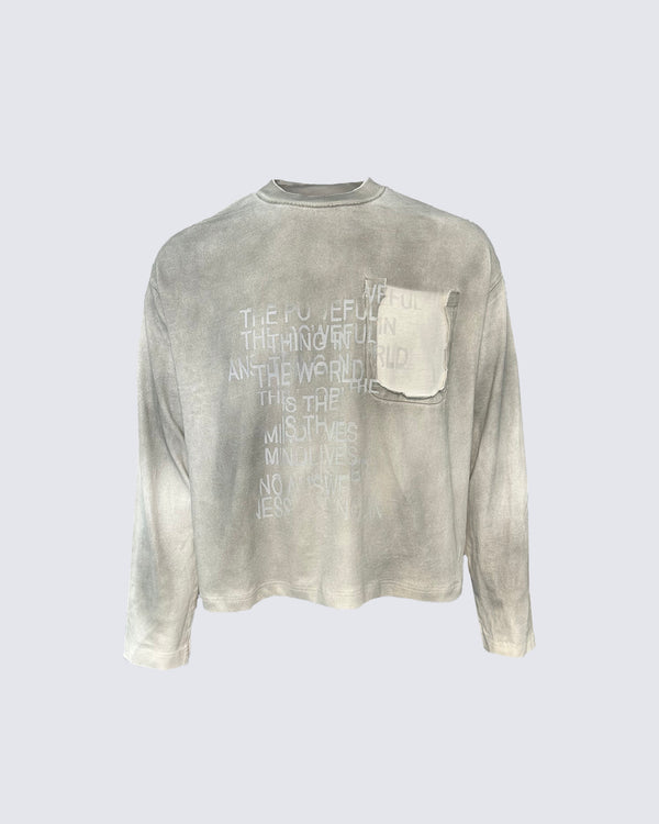 Distressed Crewneck Long Sleeve T-Shirt