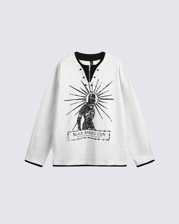 Gothic Graphic Henley Long Sleeve Shirt