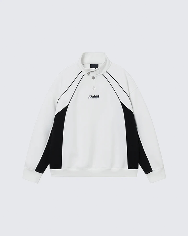 Fleece-Lined Colorblock Snap Sweatshirt