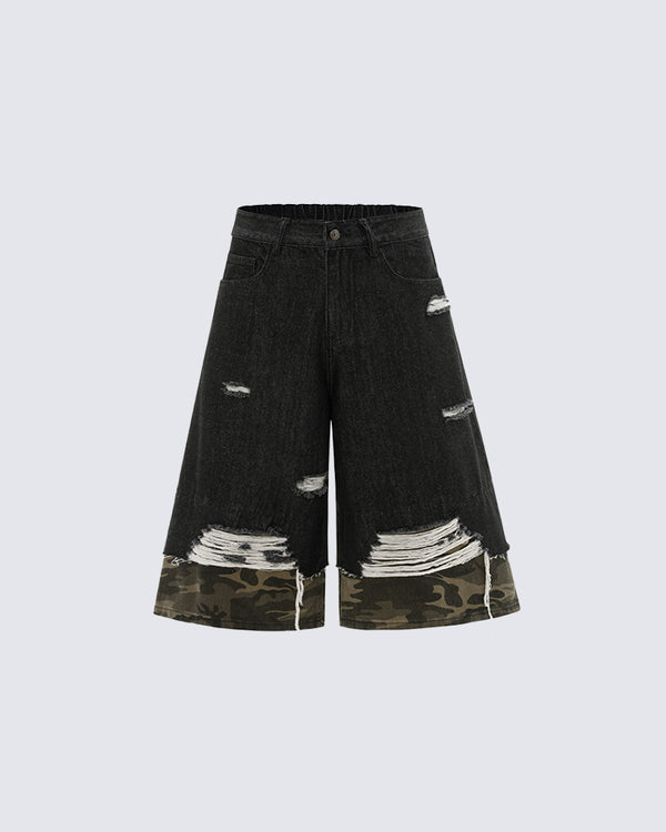 Camo Patchwork 3/4 Street Shorts