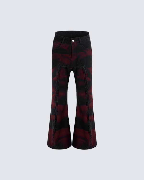 Tie-Dye Flared Paneled Jeans