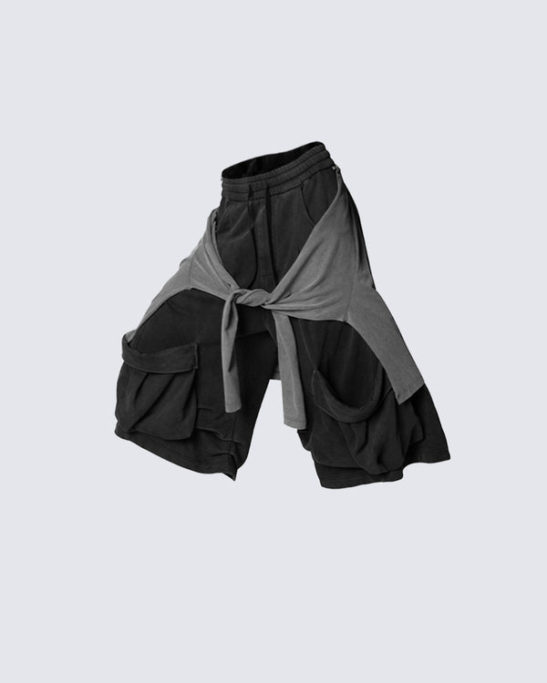 Washed Relaxed Utility Sweatpants with Detachable Back Flap