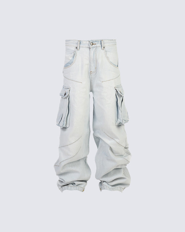 Vintage Washed Cargo Pants with Multi-Pocket Design