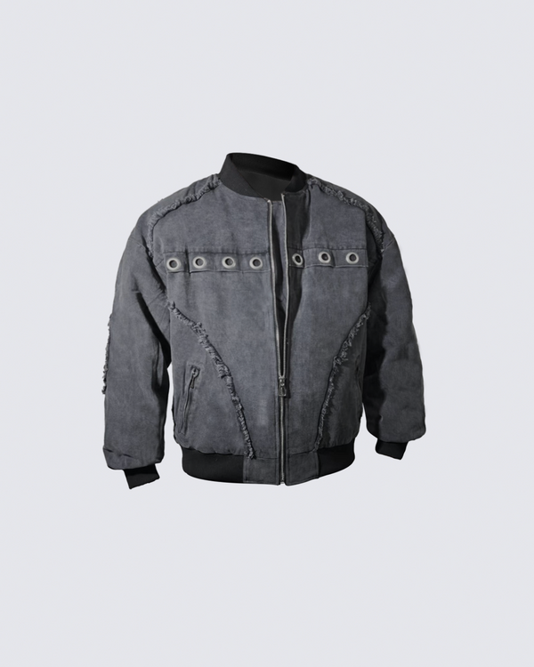 Washed Patchwork Eyelet Down Jacket