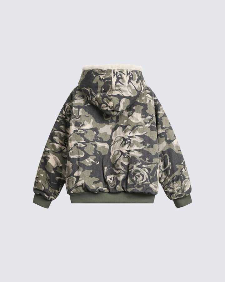 Camouflage Fur Collar Padded Jacket – KIIKIO