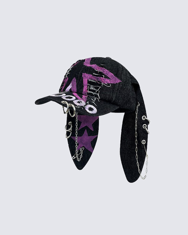 Wasteland Bunny Ear Distressed Denim Baseball Cap