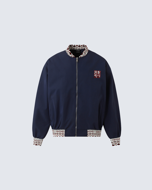 Jacquard Panel Bomber Jacket