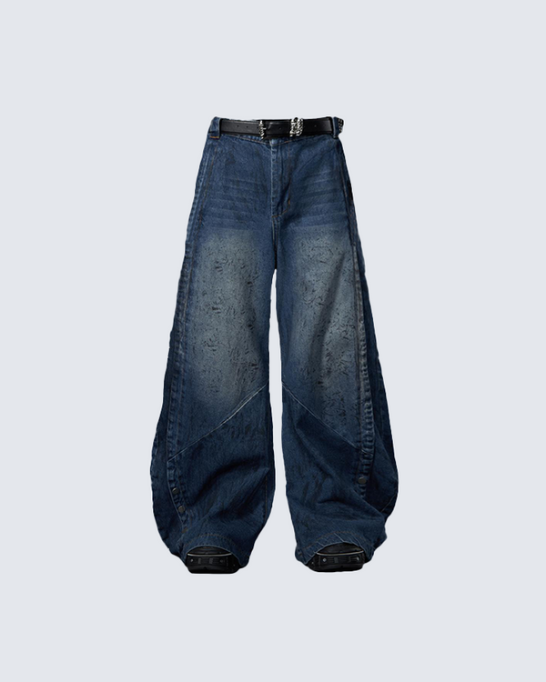 Loose-Fit "Curved Blade" Denim Pants