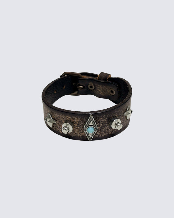 Punk Leather Studded Bracelet