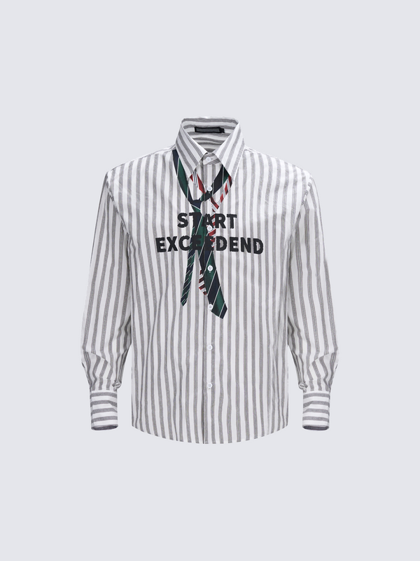 Striped Graphic Button-Down Shirt
