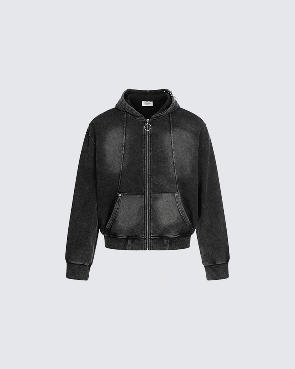 Vintage Washed Zip-Up Hoodie