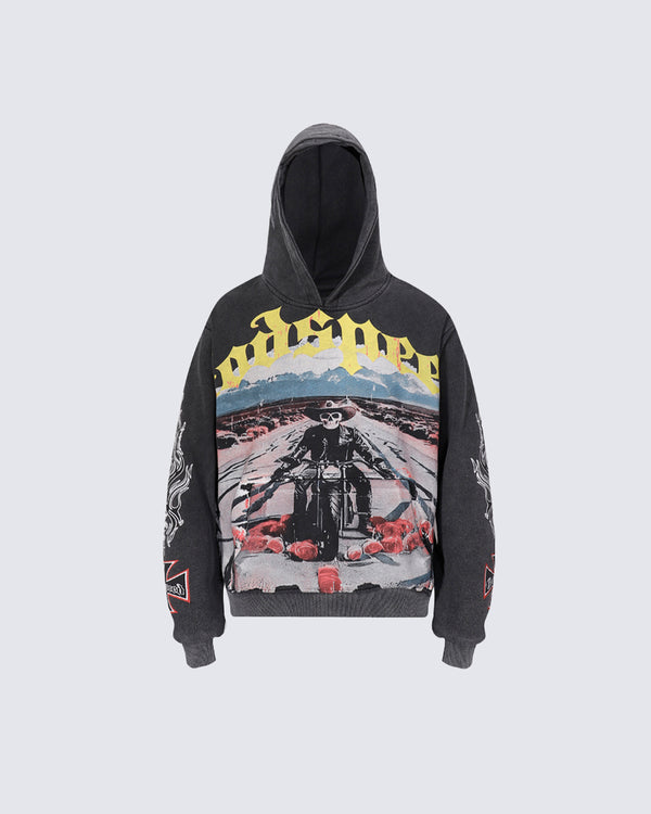 American Retro Skull Print Pullover Sweatshirt