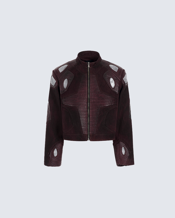 Cyberpunk Rust Red Moto Jacket