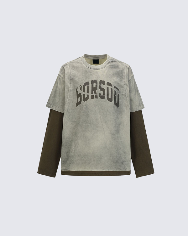 Layered Look Washed Long Sleeve Tee
