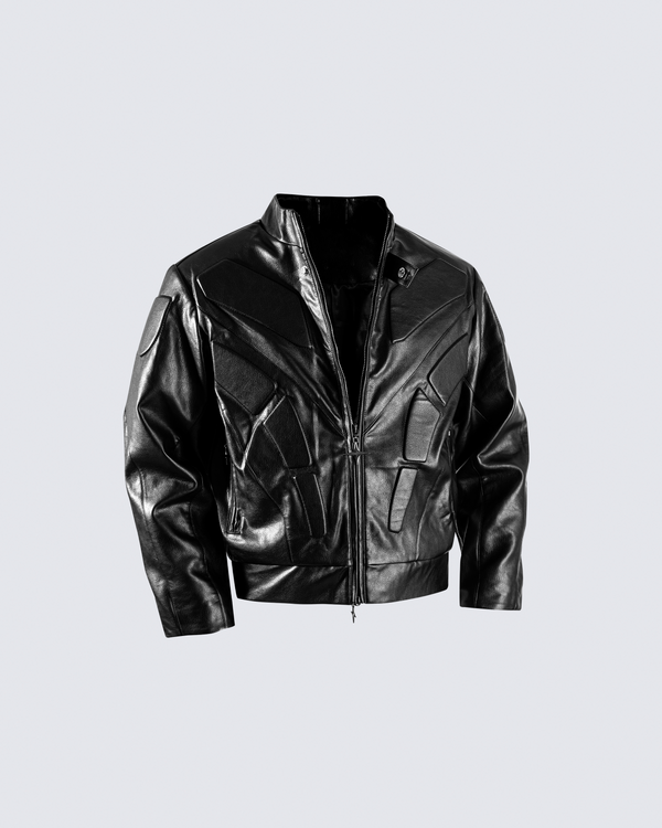 Structured Panel Faux Leather Jacket