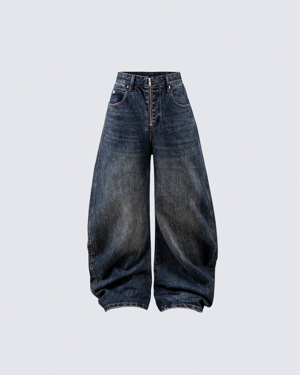 Vintage Wide-Leg Scimitar-Cut Jeans