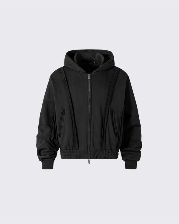 Structured Seam Zip-Up Hooded Jacket