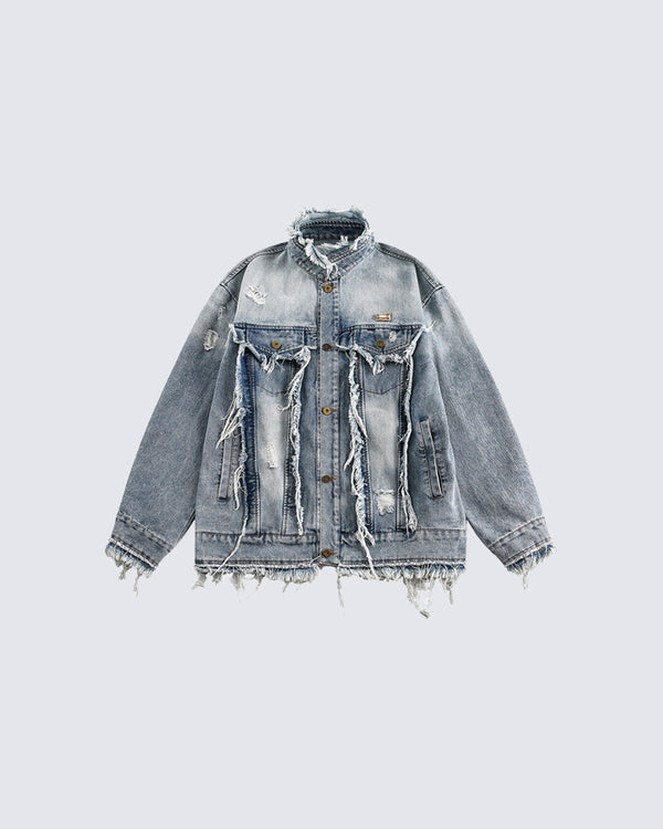 Distressed Ripped Denim Jacket