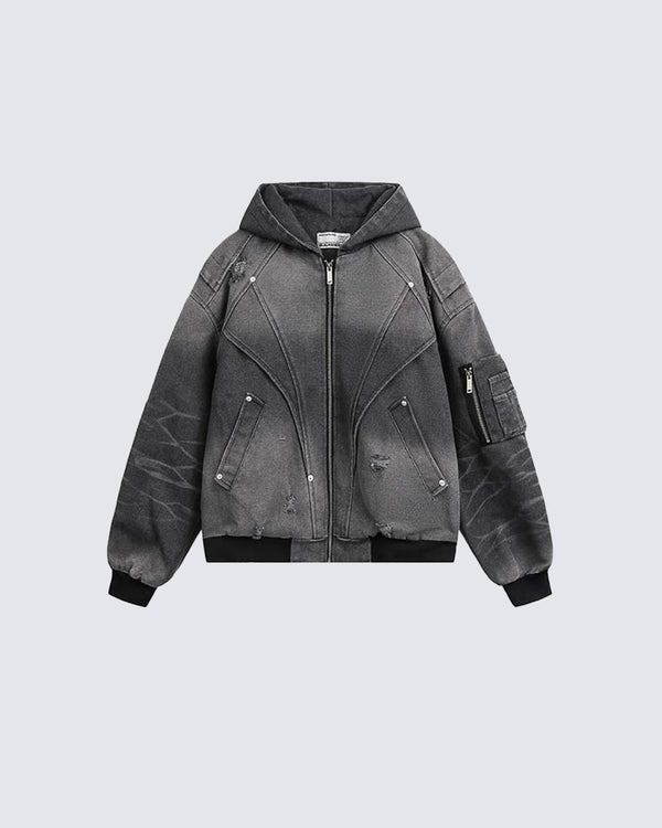 American Vintage Patchwork Washed Distressed Hoodie