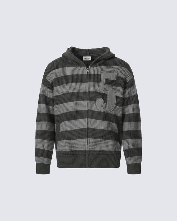 European-American Retro Striped Hooded Cardigan