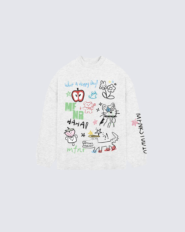 American Streetwear Fun Graphic Long Sleeve T-Shirt