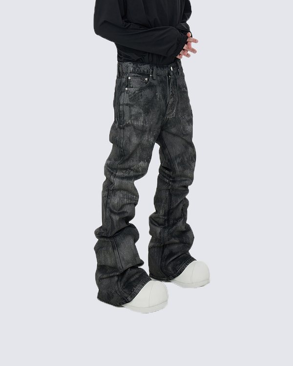 Distressed Wide-leg Denim Jeans - Relaxed Fit and Vintage Look