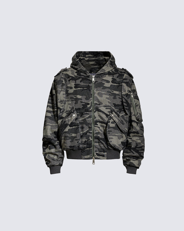 American Street Camo Multi-Pocket Hooded Jacket