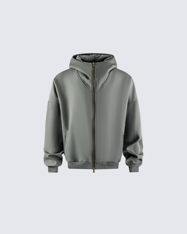 3D High-Neck Full-Zip Hoodie