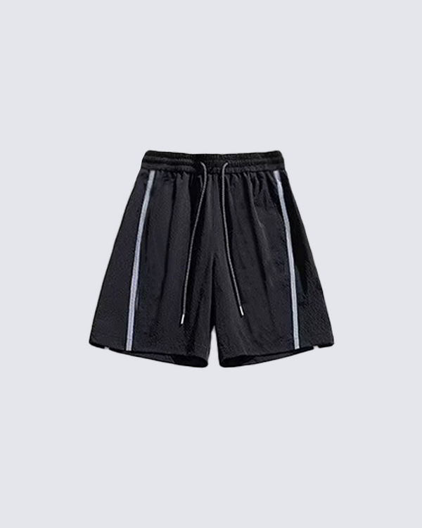 Colorblock Techwear Sports Shorts – Reflective Stripe Detail