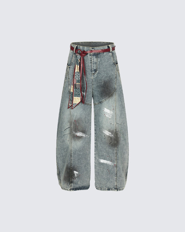 High Street Tie-Dye Washed Denim Pants