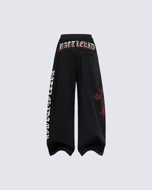 Gothic Letter Cross Street Sweatpants