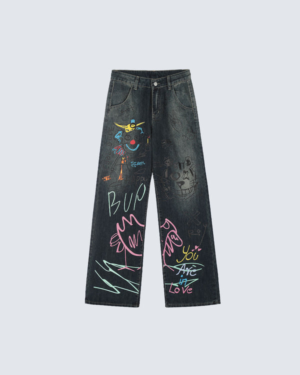 Graffiti Washed Jeans