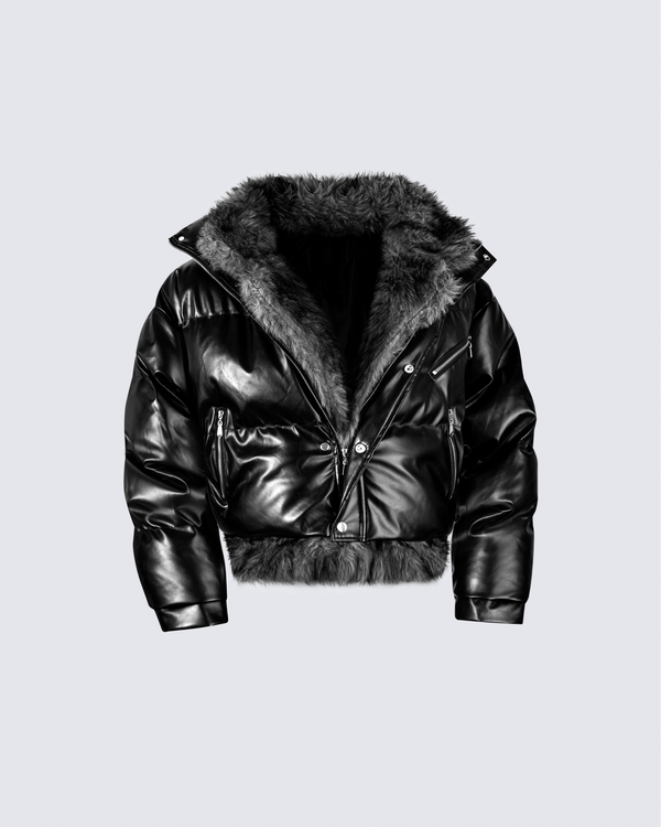 Puffer Jacket with Fur Trim