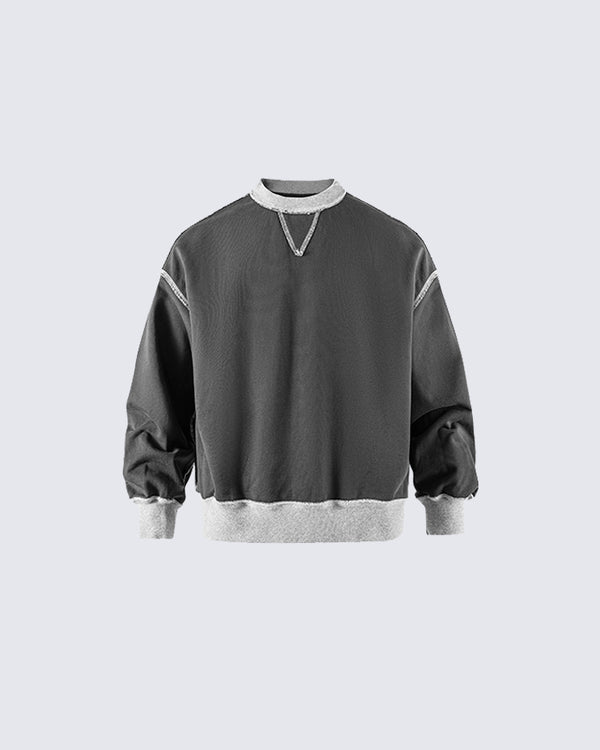 Crewneck Sweatshirt with Contrast Trim